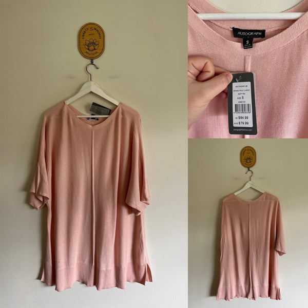 Autograph soft pink seamed jumper Sz S (18-20) RRP $79.99 NWT