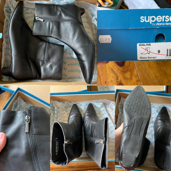 Supersoft by Diana Ferrari Idaline black leather boots Sz 9 EUC worn once