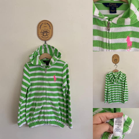 Ralph Lauren green/white stripe hoodie Sz 6 as new