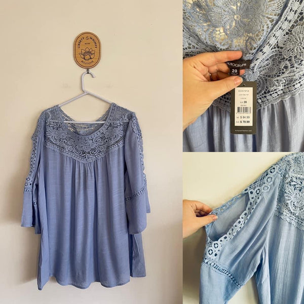 Autograph light blue lace top Sz 20 RRP $79.99 NWT