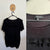 Basque s/s black ruffle knit top Sz 18 as new