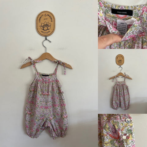 Fred Bare multi-colour liberty print romper Sz 000 EUC