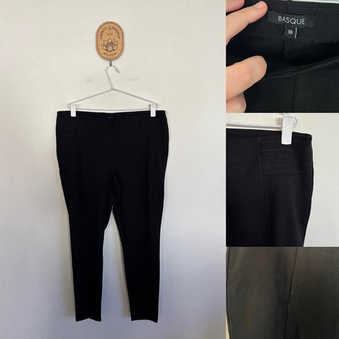 Basque black ponte pants Sz 18 EUC - a couple of stitches missing at top of thigh as pictured