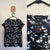 Basque blue/black/white floral top Sz 16 as new (washed)