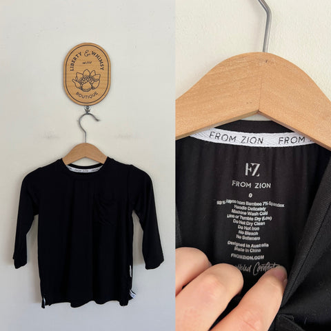 fromZION l/s black T-shirt Sz 0 as new