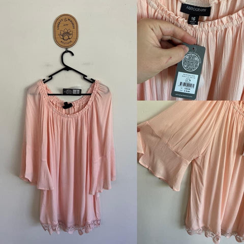 Autograph 3/4 sleeve lace trim top Sz 16 RRP $79.99 NWT