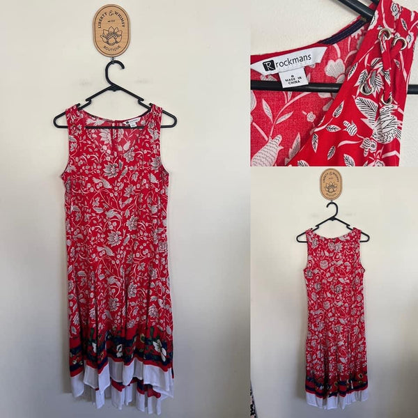 Rockmans multi-print midi dress Sz 8 NWOT