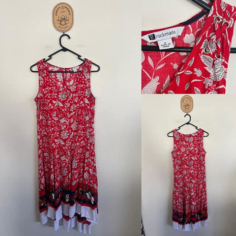 Rockmans multi-print midi dress Sz 8 NWOT