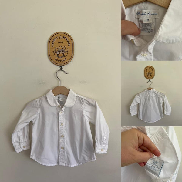 Ralph Lauren white button up shirt Sz 9m as new