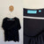 Blue Illusion black multi-ruffle top Sz 2L as new