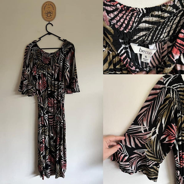 BeMe sunset palm dress Sz 16 RRP $99.99 as new (washed)