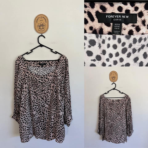 Forever New Curve 3/4 sleeve leopard print top Sz 18 as new (washed)