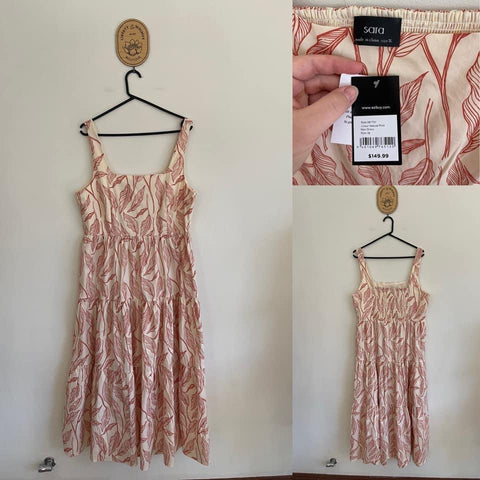 Sara natural leaf print maxi dress Sz 16 RRP $149.99 NWT