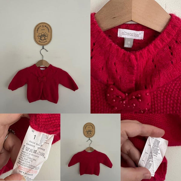 Absorba deep pink knit cardigan Sz 0000 as new
