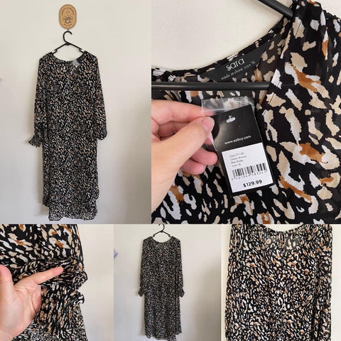 Sara l/s midi dress with shirred cuffs Sz 16 RRP $129.99 NWT