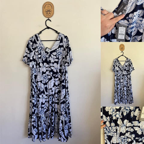Autograph blue floral dress Sz 14 RRP $99.99 but I paid an extra $20 to have the buttons professionally sewn down so the dress wouldn’t gape NWT