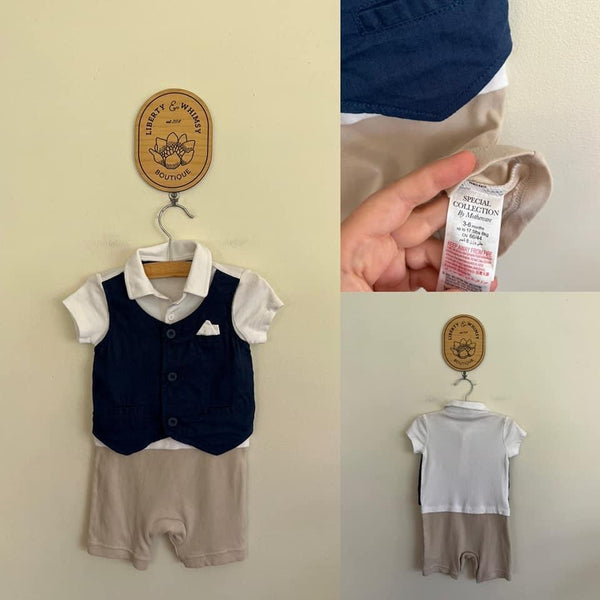 Mothercare Special Collection vested romper Sz 00 as new