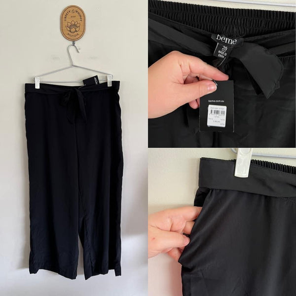 BeMe black wide leg tie pants Sz 20 RRP $89.99 NWT