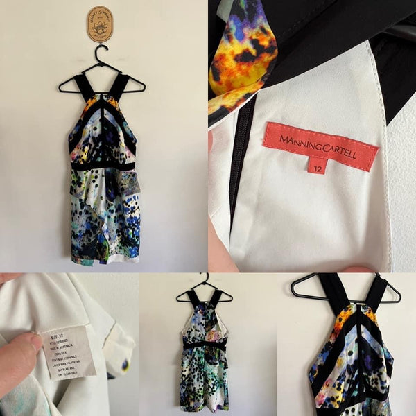Manning Cartel silk printed dress Sz 10 EUC