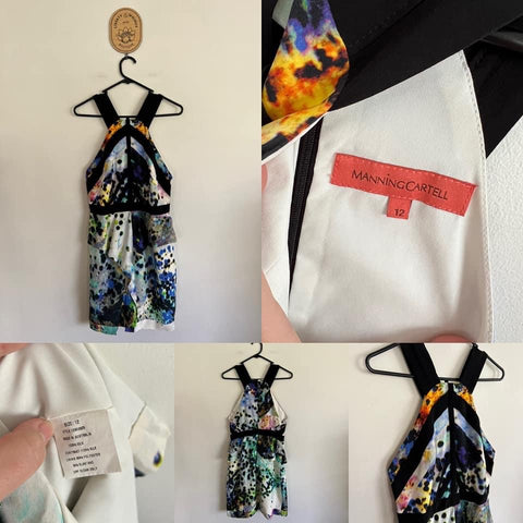 Manning Cartel silk printed dress Sz 10 EUC