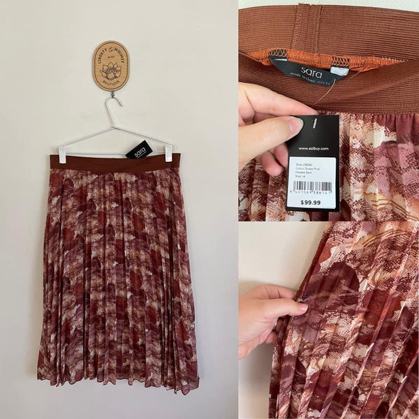 Sara lined pleated midi skirt Sz 14 (plus size) RRP $99.99 NWT