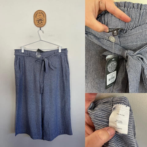 Autograph “Seaside Blues” wide leg crop pants Sz 18 RRP $89.99 NWT