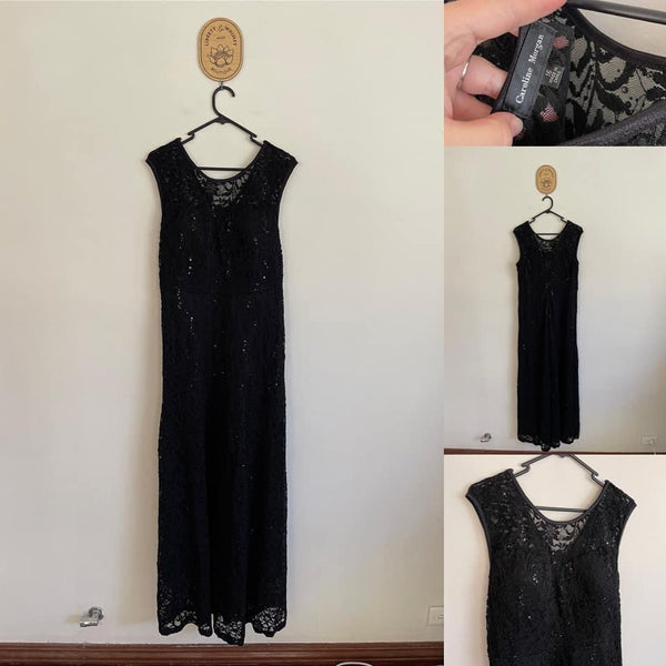 Caroline Morgan sparkly lace midi dress Sz 16 RRP $150 as new