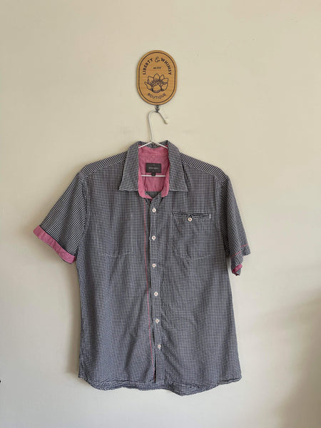 Peter Werth London black/white gingham shirt Sz L (best fit M) as new