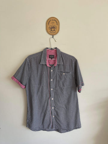 Peter Werth London black/white gingham shirt Sz L (best fit M) as new