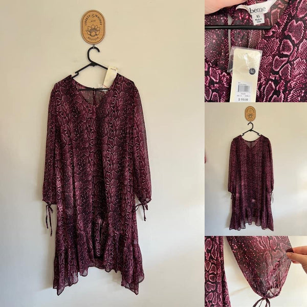 BeMe animal print flounce dress Sz 16 RRP $119.99 NWT