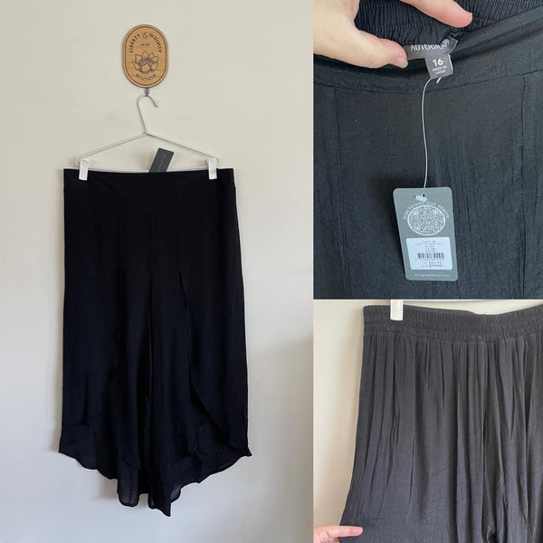 Autograph black faux wrap pants Sz 16 RRP $79.99 NWT