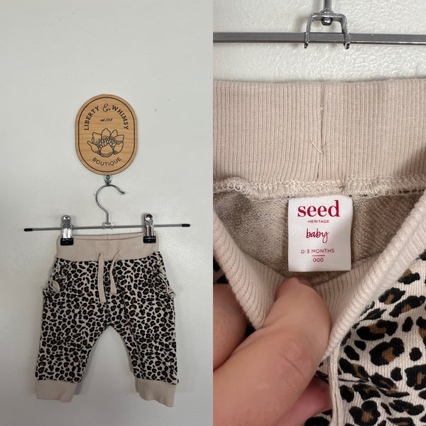 Seed leopard print trackies Sz 000 as new (washed)