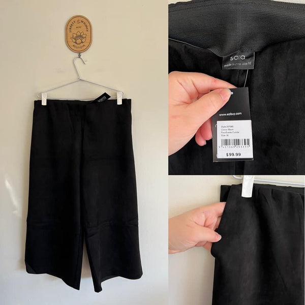Sara black faux suede culottes Sz 16 RRP $99.99 NWT