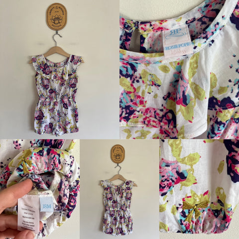 Rosie Pope floral playsuit Sz 18m as new