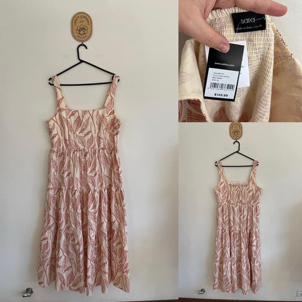 Sara natural leaf print maxi dress Sz 18 RRP $149.99 NWT